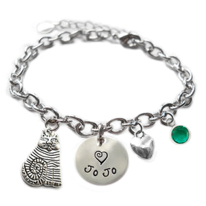 Personalized FAT CAT Sterling Silver Name Charm Bracelet