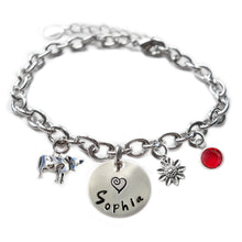 Load image into Gallery viewer, Personalized COW Sterling Silver Name Charm Bracelet
