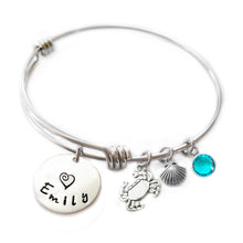 Load image into Gallery viewer, Personalized CRAB Bangle Bracelet with Sterling Silver Name
