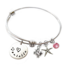 Load image into Gallery viewer, Personalized CUTIE CRAB Bangle Bracelet with Sterling Silver Name

