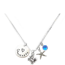 Load image into Gallery viewer, Personalized CUTIE CRAB Charm Necklace with Sterling Silver Name
