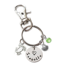 Load image into Gallery viewer, Personalized CRAB Swivel Key Clasp with Sterling Silver Name
