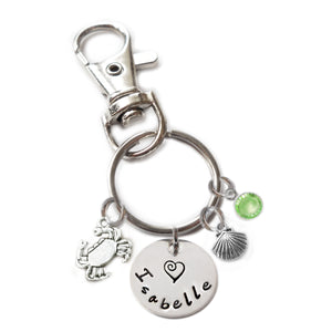Personalized CRAB Swivel Key Clasp with Sterling Silver Name