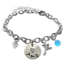 Load image into Gallery viewer, Personalized FROG Sterling Silver Name Charm Bracelet
