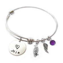 Load image into Gallery viewer, Personalized HAWK Bangle Bracelet with Sterling Silver Name
