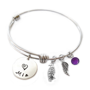 Personalized HAWK Bangle Bracelet with Sterling Silver Name