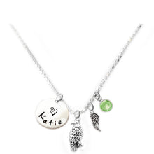Load image into Gallery viewer, Personalized HAWK Charm Necklace with Sterling Silver Name
