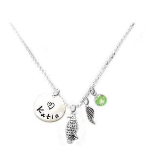 Personalized HAWK Charm Necklace with Sterling Silver Name