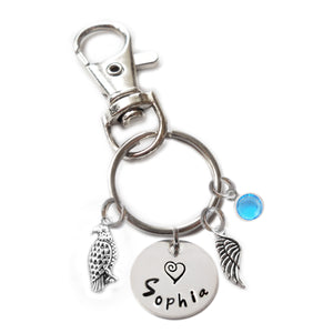 Personalized HAWK Swivel Key Clasp with Sterling Silver Name