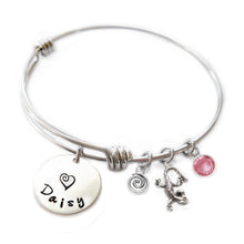 Load image into Gallery viewer, Personalized LIZARD Bangle Bracelet with Sterling Silver Name
