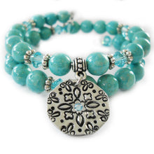 Load image into Gallery viewer, Mandala Turquoise Hammered Memory Bracelet Class
