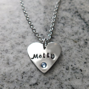 Personalized Heart Name Necklace with Birthstone