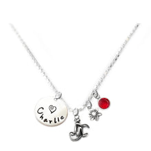 Load image into Gallery viewer, Personalized MONKEY Charm Necklace with Sterling Silver Name
