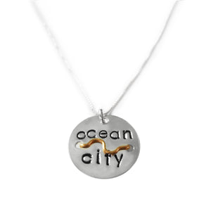 Mini Beach Tag Sterling Silver Necklace