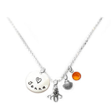 Load image into Gallery viewer, Personalized OCTOPUS Charm Necklace with Sterling Silver Name
