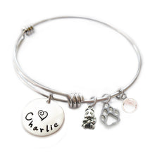 Load image into Gallery viewer, Personalized PANDA BEAR Bangle Bracelet with Sterling Silver Name
