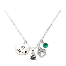 Load image into Gallery viewer, Personalized PANDA BEAR Charm Necklace with Sterling Silver Name
