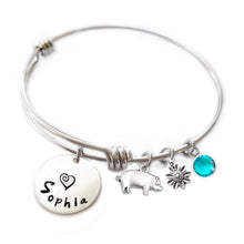 Load image into Gallery viewer, Personalized PIG Bangle Bracelet with Sterling Silver Name
