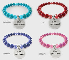 Load image into Gallery viewer, &quot;She believed&quot; Beaded Bangle Quote of the Week
