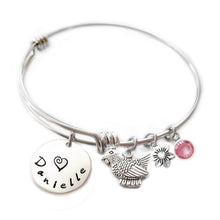 Load image into Gallery viewer, Personalized ROOSTER Bangle Bracelet with Sterling Silver Name
