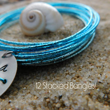Load image into Gallery viewer, Teal Stacked Beach Badge Bangle
