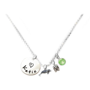 Personalized SEA LION Charm Necklace with Sterling Silver Name
