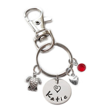 Load image into Gallery viewer, Personalized SEA TURTLE Swivel Key Clasp with Sterling Silver Name
