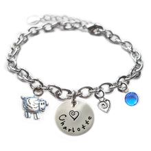 Load image into Gallery viewer, Personalized SHEEP Sterling Silver Name Charm Bracelet
