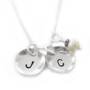 Sterling Silver Cupped Monogram Necklace