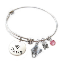 Load image into Gallery viewer, Personalized STINGRAY Bangle Bracelet with Sterling Silver Name
