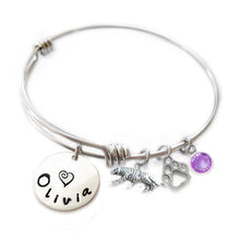Load image into Gallery viewer, Personalized TIGER Bangle Bracelet with Sterling Silver Name
