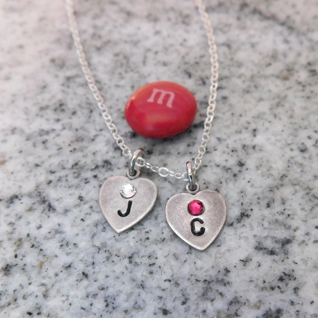 Mini Hearts Necklace with Birthstone