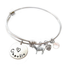 Load image into Gallery viewer, Personalized ZEBRA Bangle Bracelet with Sterling Silver Name
