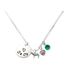 Load image into Gallery viewer, Personalized ZEBRA Charm Necklace with Sterling Silver Name
