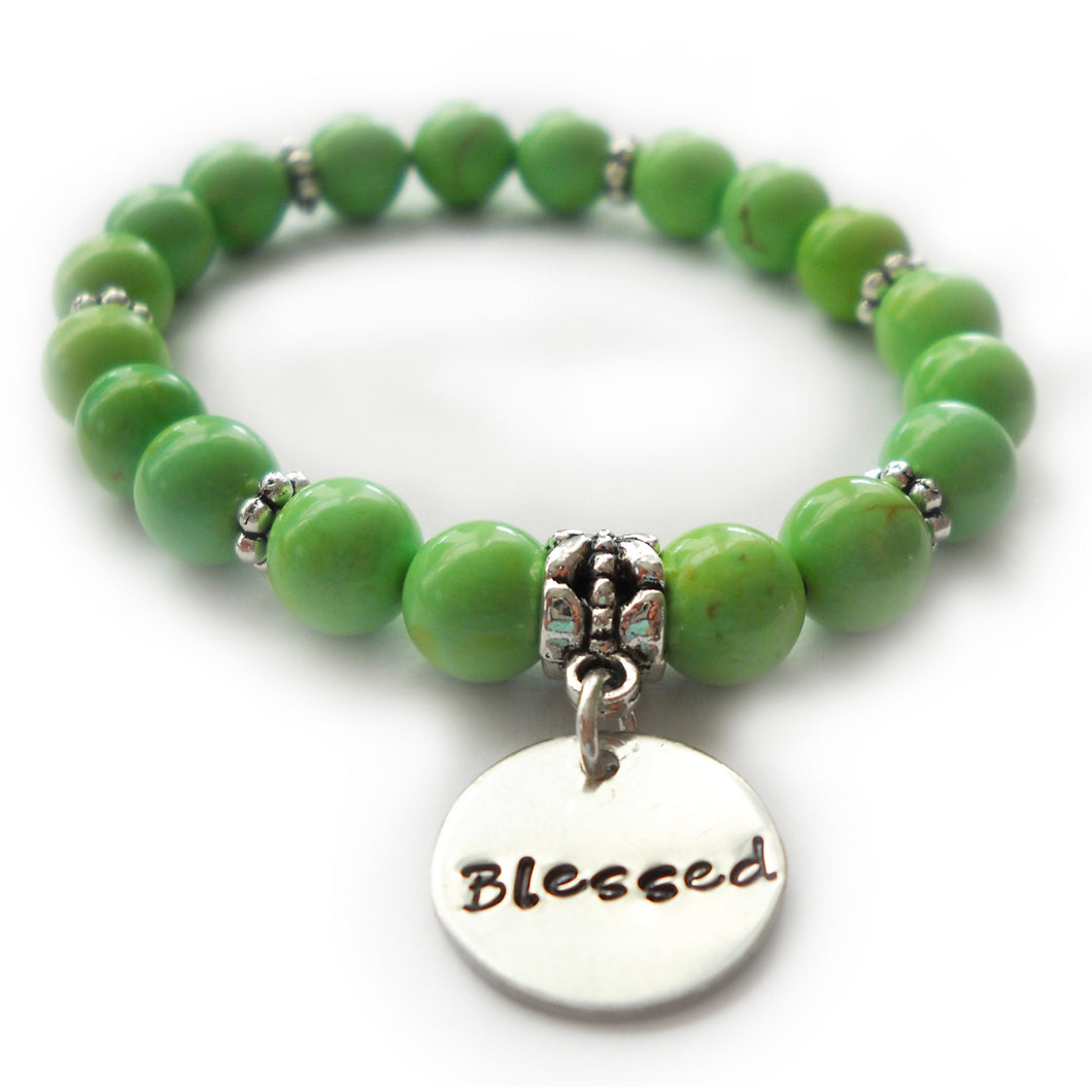 Green Riverstone Beaded Blessed Bracelet