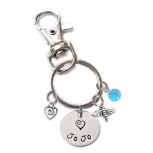 Load image into Gallery viewer, Personalized BUMBLEBEE Swivel Key Clasp with Sterling Silver Name
