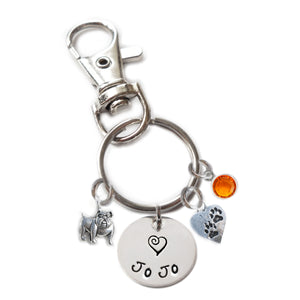 Personalized BULLDOG Swivel Key Clasp with Sterling Silver Name