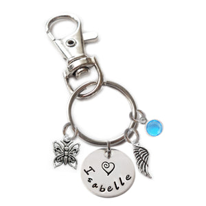 Personalized BIRD ON PERCH Swivel Key Clasp with Sterling Silver Name
