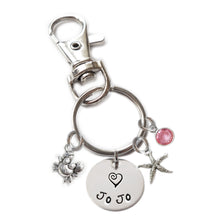 Load image into Gallery viewer, Personalized CUTIE CRAB Swivel Key Clasp with Sterling Silver Name
