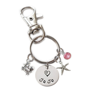 Personalized CUTIE CRAB Swivel Key Clasp with Sterling Silver Name