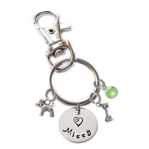 Personalized DOG AND BONE Swivel Key Clasp with Sterling Silver Name