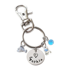 Load image into Gallery viewer, Personalized FUN FISHIE Swivel Key Clasp with Sterling Silver Name
