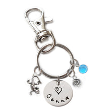 Load image into Gallery viewer, Personalized LIZARD Swivel Key Clasp with Sterling Silver Name
