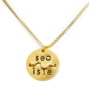 Silver or Gold Beach Badge Necklace - Mini