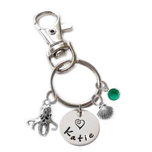 Load image into Gallery viewer, Personalized OCTOPUS Swivel Key Clasp with Sterling Silver Name

