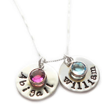 Load image into Gallery viewer, Pewter Name Necklace with Swarovski Birthstone
