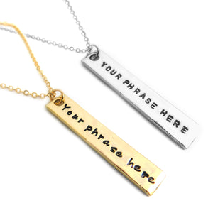 Silver or Gold Shiny Rectangle Tag Necklace