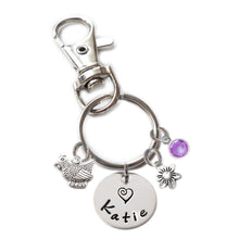 Load image into Gallery viewer, Personalized ROOSTER Swivel Key Clasp with Sterling Silver Name
