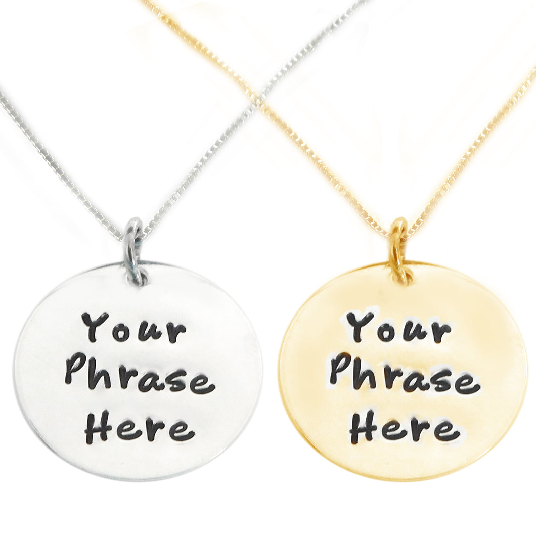 Silver or Gold Round Disc Necklace