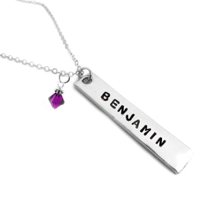 Silver or Gold Shiny Rectangle Tag Necklace